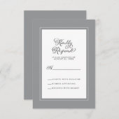 Eleganter Hochzeitstil, grau und weiß RSVP Karte (Vorne/Hinten)