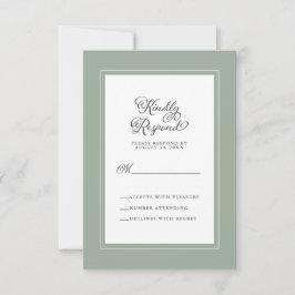Eleganter Hochzeitstil Grün Weiß Chic RSVP Karte
