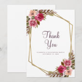 Eleganter Hochzeitstil-Lila Goldrahmen Dankeskarte (Vorne/Hinten)