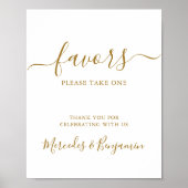 Eleganter Hochzeitstil mit Personalisierten Goldfa Poster (Vorne)