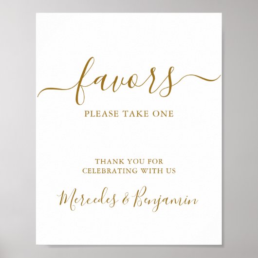 Eleganter Hochzeitstil mit Personalisierten Goldfa Poster (Vorne)