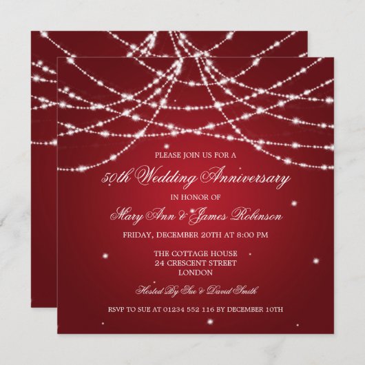 Eleganter Hochzeitstil Rot-Staffel Einladung (Vorne/Hinten)