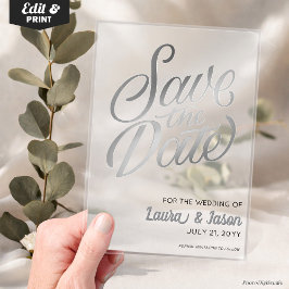 Eleganter Hochzeitstil Save the Date Silbertext Ma Acryleinladungen