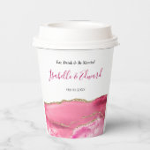 Eleganter Hochzeitstisch Empfang Décor Pink & Gold Pappbecher (Rückseite)