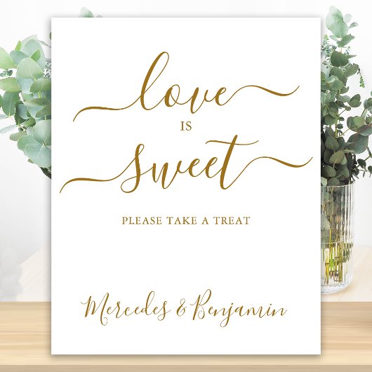 Eleganter Hochzeitstisch Liebe Sweet Gold Personal Poster