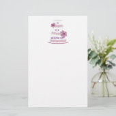 Eleganter Hochzeitstorte Briefpapier (Stehend Vorderseite)