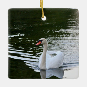 Eleganter Höckerschwan Keramikornament