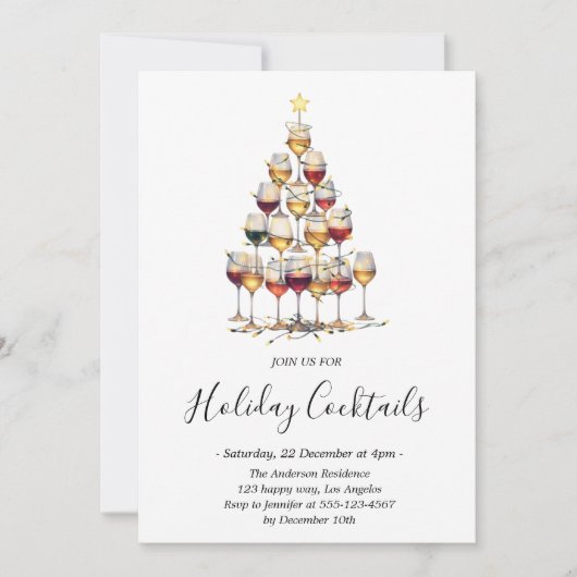 Eleganter Holiday Cocktail Festliche Getränke Weih Einladung (Vorderseite)