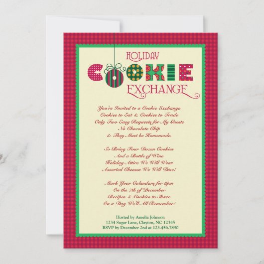 Eleganter Holiday Cookie Exchange Einladung (Vorderseite)
