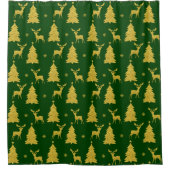 Eleganter Holiday Gold Weihnachtsbaum Rentier Duschvorhang (Vorderseite)