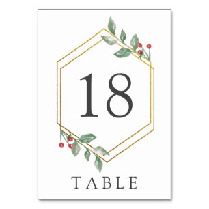 Eleganter Holiday Holly Berry Gold Frame Tischnummer
