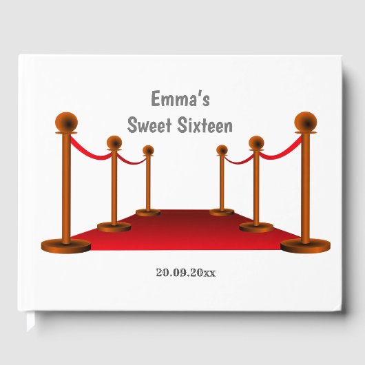 Eleganter Hollywood Red Tepet 16. Jeglicher Geburt Gästebuch (Vorderseite)