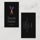 Eleganter Holograf und schwarze Schere Visitenkarte (Vorne/Hinten)