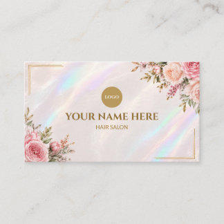 Eleganter holografischer Blumen-Schönheitssalon Visitenkarte