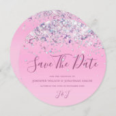 Eleganter holografischer Funkelnd Glitzer Modernes Save The Date (Vorne/Hinten)