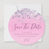 Eleganter holografischer Funkelnd Glitzer Modernes Save The Date (Vorderseite)