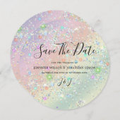 Eleganter holografischer Funkelnd Glitzer Pastel M Save The Date (Vorne/Hinten)