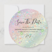 Eleganter holografischer Funkelnd Glitzer Pastel M Save The Date (Vorderseite)