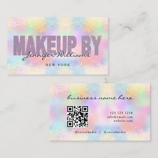 Eleganter holografischer Glitter-QR-Code-Makeup-Ar Visitenkarte (Vorne/Hinten)