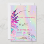 Eleganter holografischer Glitzer Ananas Einladung (Vorderseite)