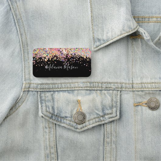 Eleganter holografischer Glitzer Makeup Artist Bla Namensschild (Beispiel)