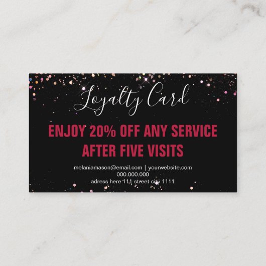Eleganter holografischer Glitzer Makeup Artist Bla Treuekarte (Rückseite)