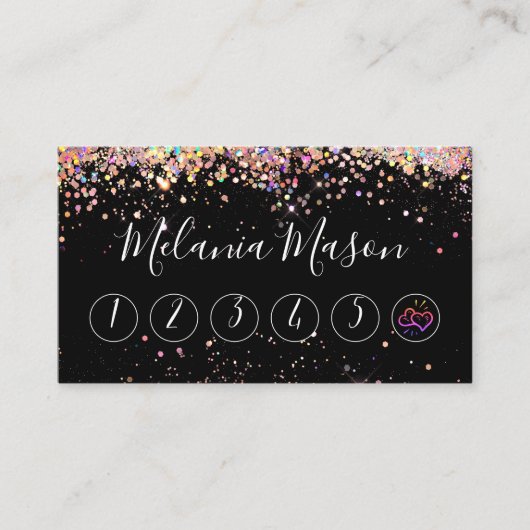 Eleganter holografischer Glitzer Makeup Artist Bla Treuekarte (Vorderseite)