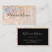 Eleganter holografischer Glitzer Makeup Artist Pea Visitenkarte (Vorne/Hinten)