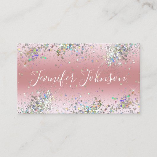 Eleganter holografischer Glitzer Makeup Artist Pin Visitenkarte (Vorderseite)