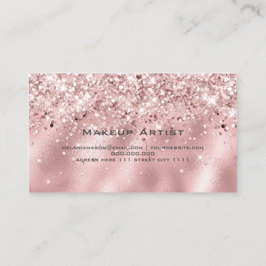 Eleganter holografischer Glitzer Makeup Artist Pin Visitenkarte (Rückseite)