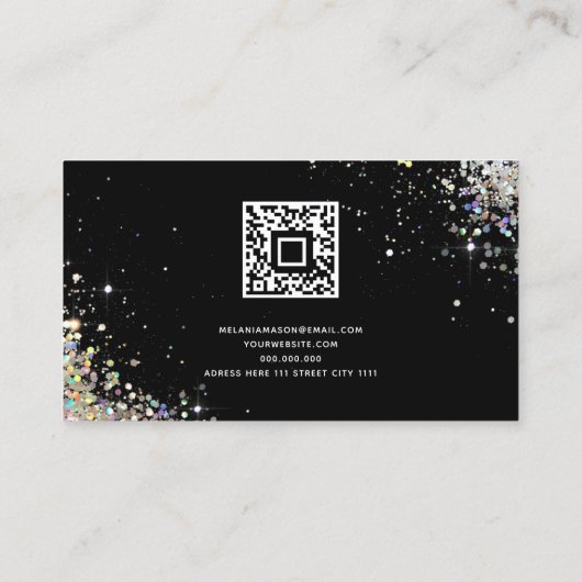 Eleganter holografischer Glitzer Makeup Artist QR- Visitenkarte (Rückseite)