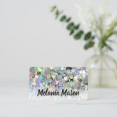 Eleganter holografischer Glitzer Makeup Artist Uni Visitenkarte (Stehend Vorderseite)