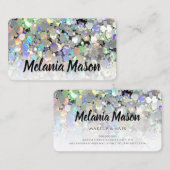 Eleganter holografischer Glitzer Makeup Artist Uni Visitenkarte (Vorne/Hinten)