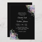 Eleganter holografischer Glitzer Moderner Schwarz Einladung (Vorne/Hinten)