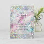 Eleganter holografischer Glitzer Pastel Alcohol In Einladung (Stehend Vorderseite)