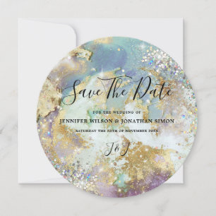 Eleganter holografischer Glitzer Watercolor Gold M Save The Date