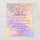 Eleganter holografischer Glitzer Wir sind Open Sal Flyer (Hinten)