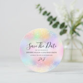 Eleganter holografischer Glitzern Glitzer Dust Chi Save The Date (Stehend Vorderseite)