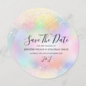 Eleganter holografischer Glitzern Glitzer Dust Chi Save The Date (Vorne/Hinten)