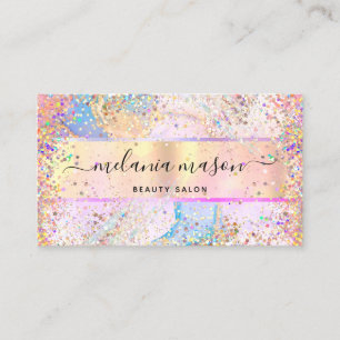 Eleganter holografischer Pastel Confetti Glitzer G Visitenkarte
