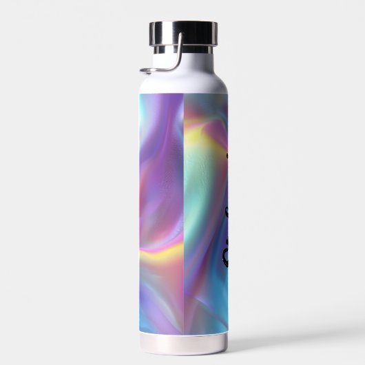 Eleganter, holografischer weißer Text Trinkflasche (Rechts)