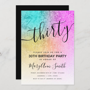 Eleganter Hologramm Glitzer Geburtstag 30 Einladung