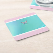 Eleganter Holographic Aqua Butterfly Paper Unterse Rechteckiger Pappuntersetzer (angewinkelt)