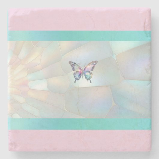 Eleganter Holographic Butterfly Stone Untersetzer (Vorderseite)
