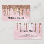 Eleganter Holographic Glitzer Artist Gold Tropfen Visitenkarte (Vorne/Hinten)