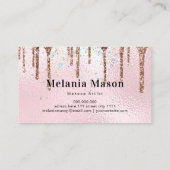 Eleganter Holographic Glitzer Artist Gold Tropfen Visitenkarte (Rückseite)