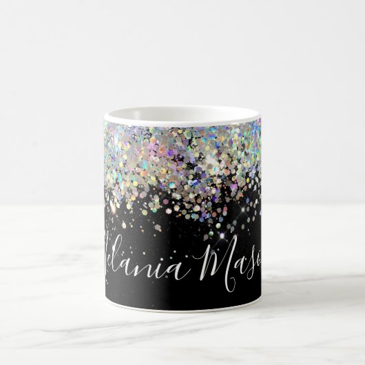 Eleganter Holographic Glitzer Individuelle Name Bl Kaffeetasse (Mittel)