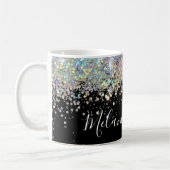 Eleganter Holographic Glitzer Individuelle Name Bl Kaffeetasse (Links)