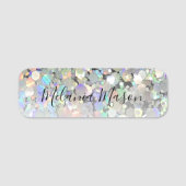 Eleganter Holographic Glitzer Makeup Artist Namensschild (Vorderseite)