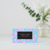Eleganter Holographic Mermaid Scales Black Frame Visitenkarte (Stehend Vorderseite)
